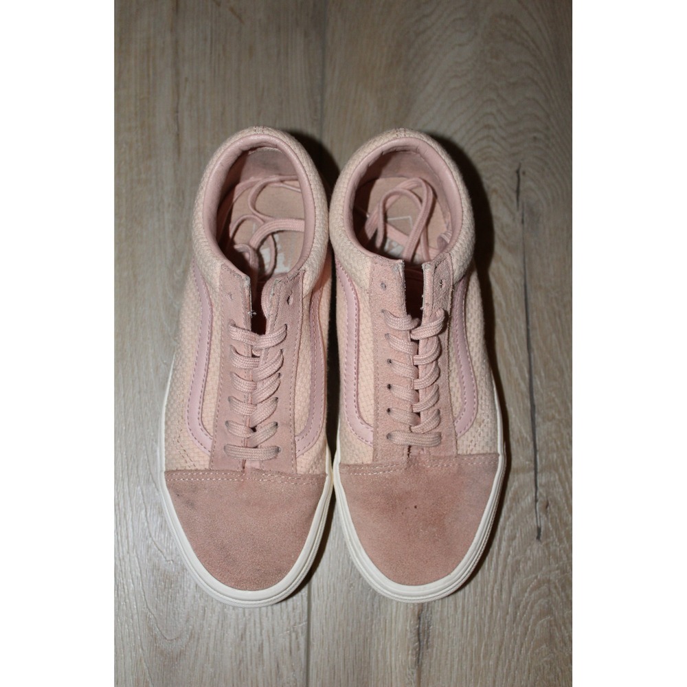 Vans Old Skool Pink Suede Woven Textile Low Top Sneakers Womens 7.5 Mens 6.0